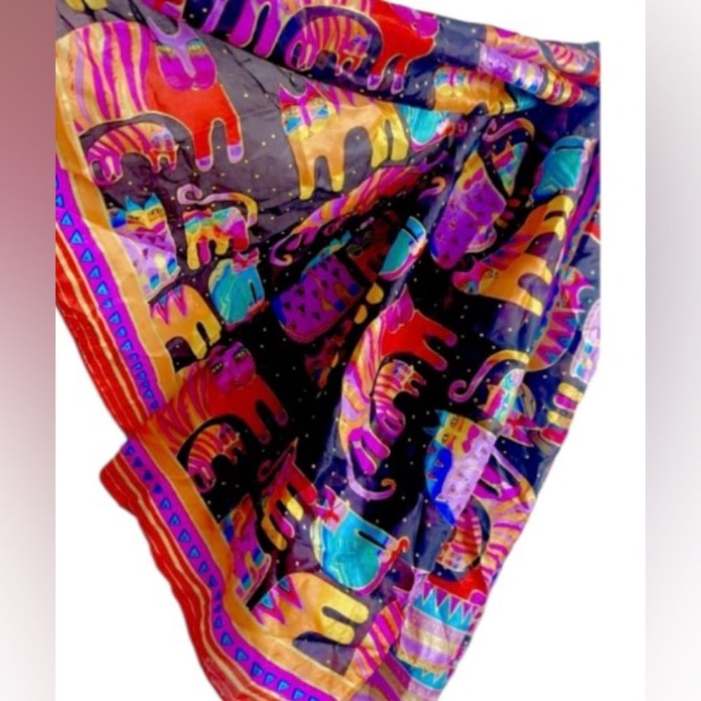Laurel Burch Fantasticats Silk Blend Women's Fashion Shawl 70” X 42” Vintage!!